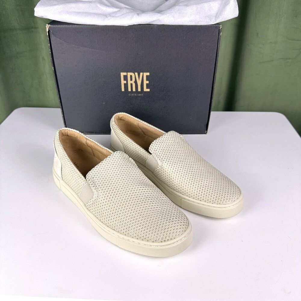 Frye Ivy Diamond Emboss Slip Ivory Comfort Sneakers Women's Shoes Size 7.5M New - Picture 2 of 9